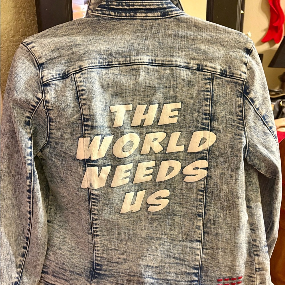 Peace Love World Light Blue Denim Jacket